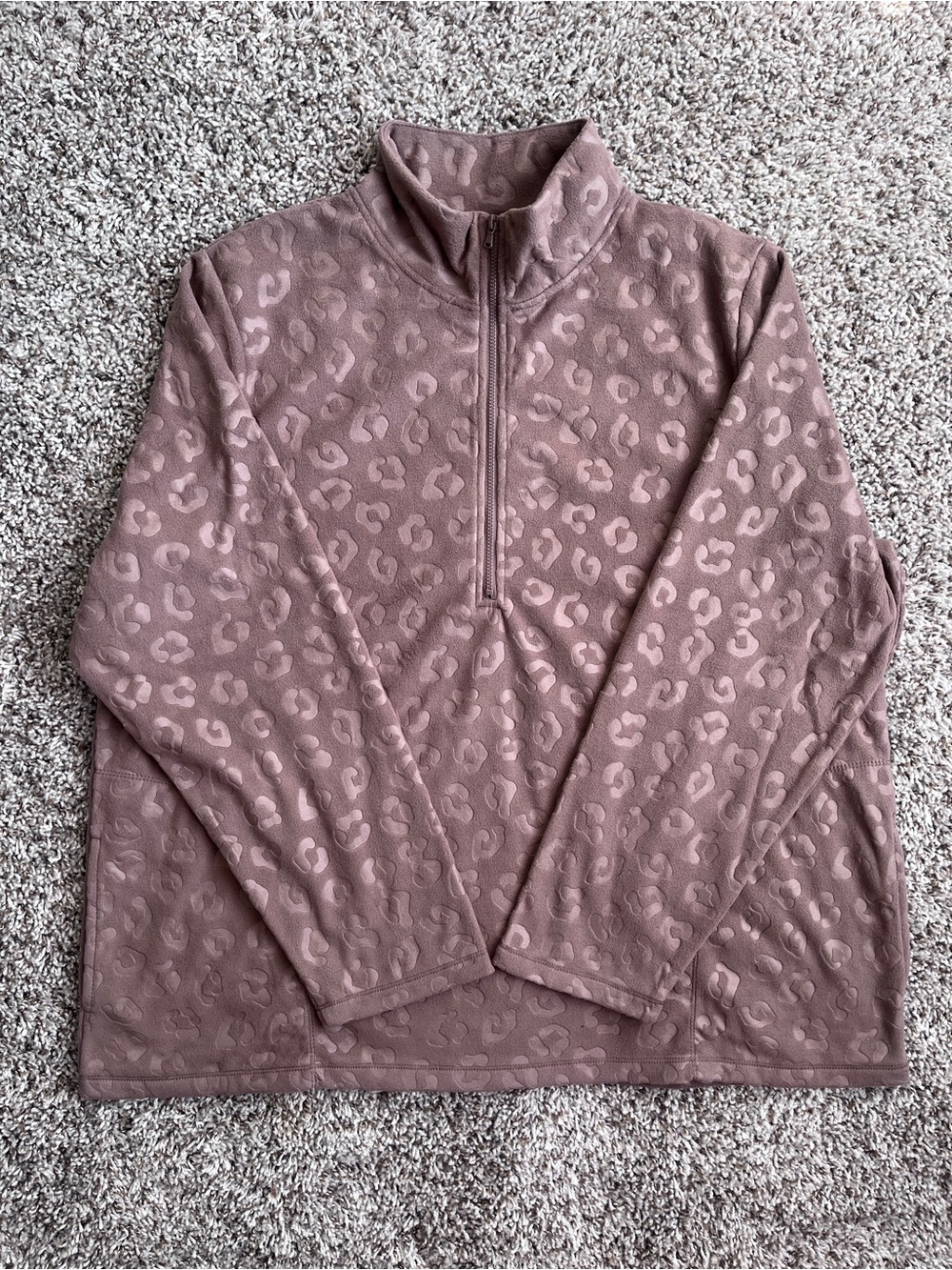 Cuddl Duds Light Brown Leopard-Print Half Zip Pullover Drawstring Jogger Set